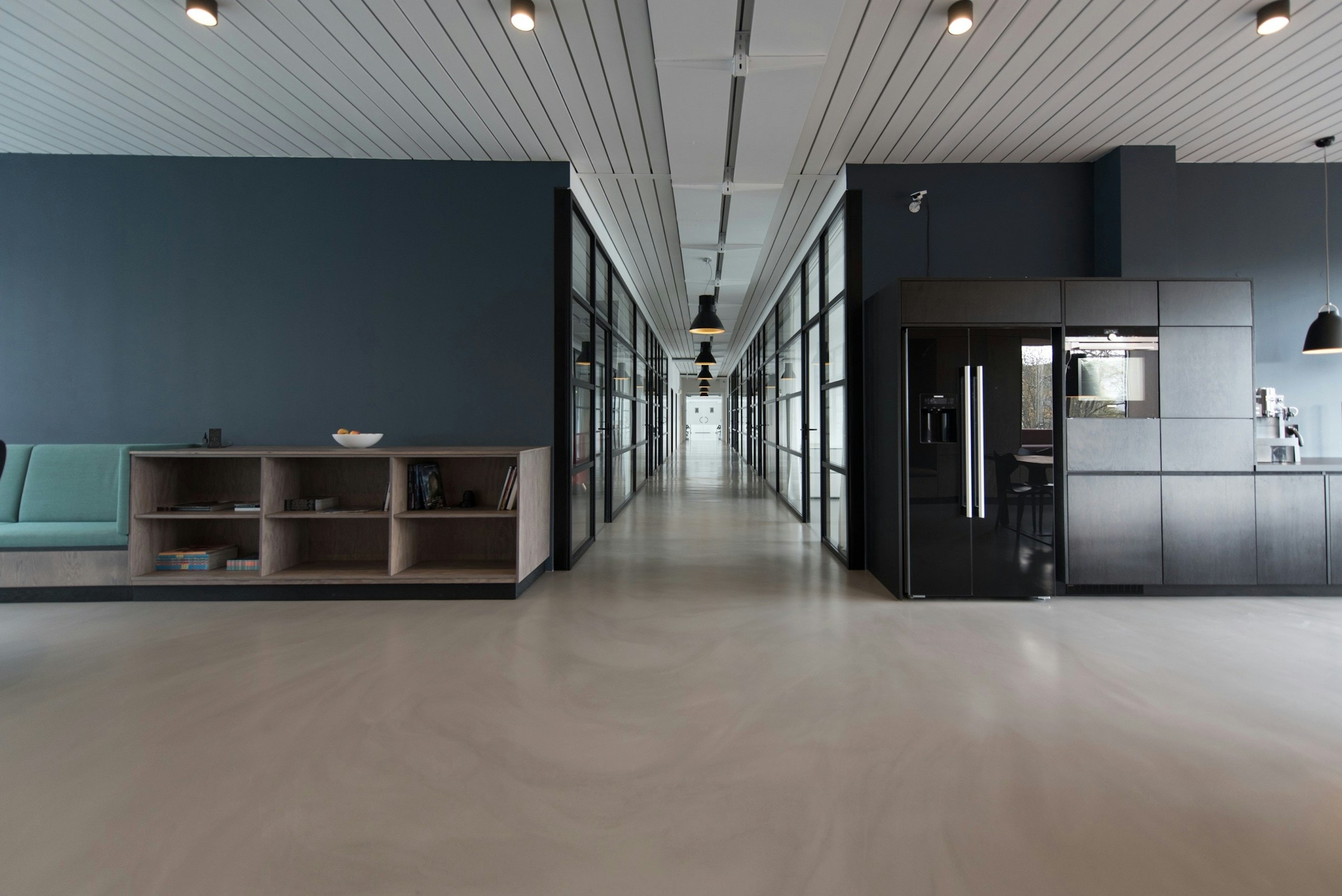 Modern studio workspace with screens
